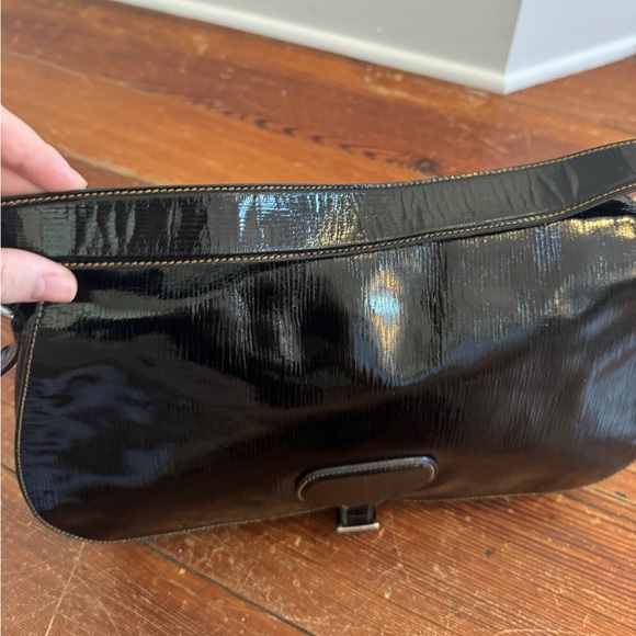 Authentic Prada Cleo Black Patent Leather Shoulder Bag Satchel Vintage Italy - Picture 9 of 16
